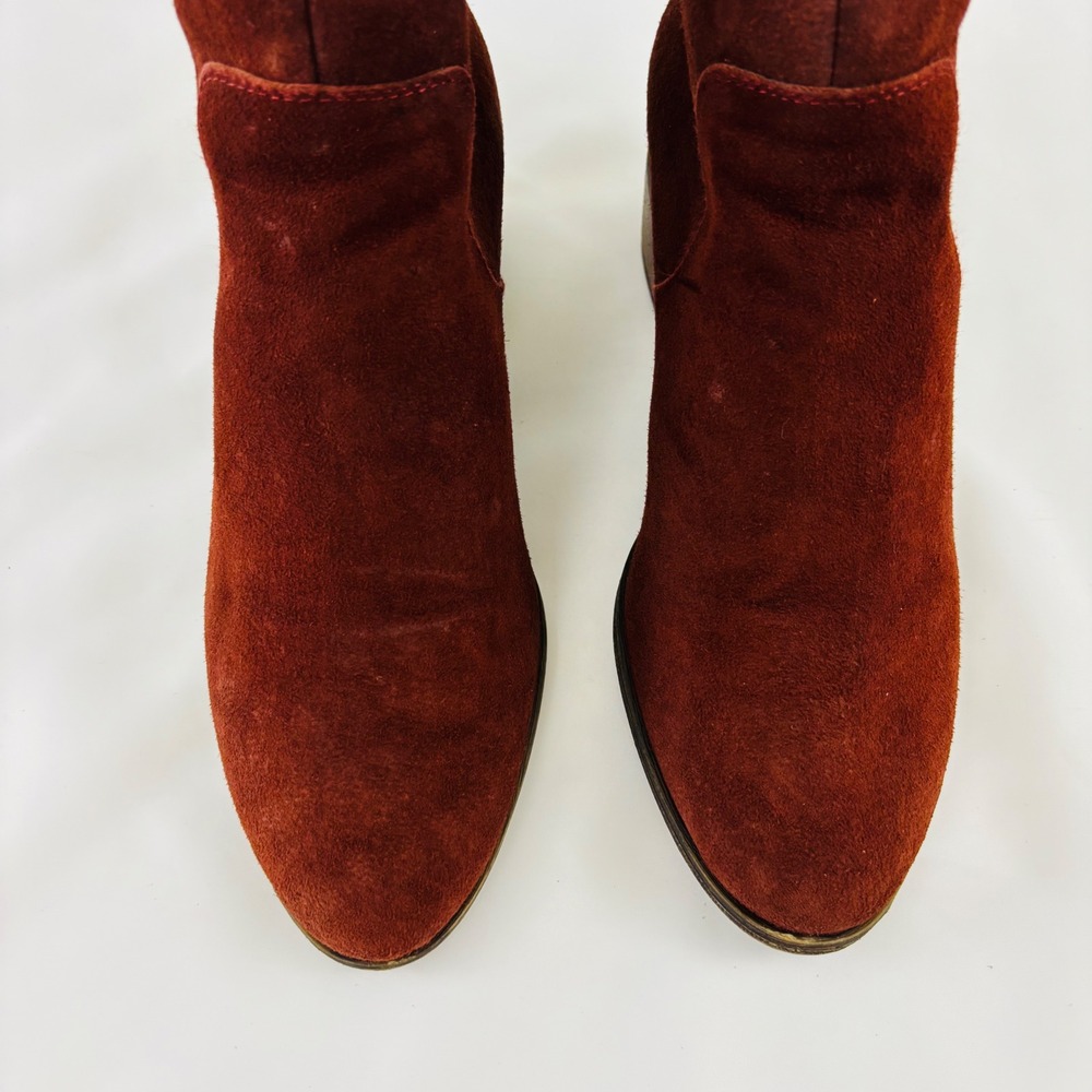 Lucky Brand Lahela Burgundy Suede Ankle Booties Womens 8.5 Pointed Toe Red - Picture 3 of 13